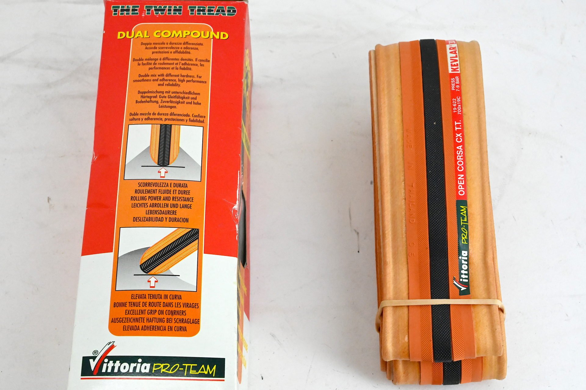 NOS Vittoria Pro-Team Open Corsa CX TT 700C X 23mm Orange/Black Foldable Clincher Tire - Image 2