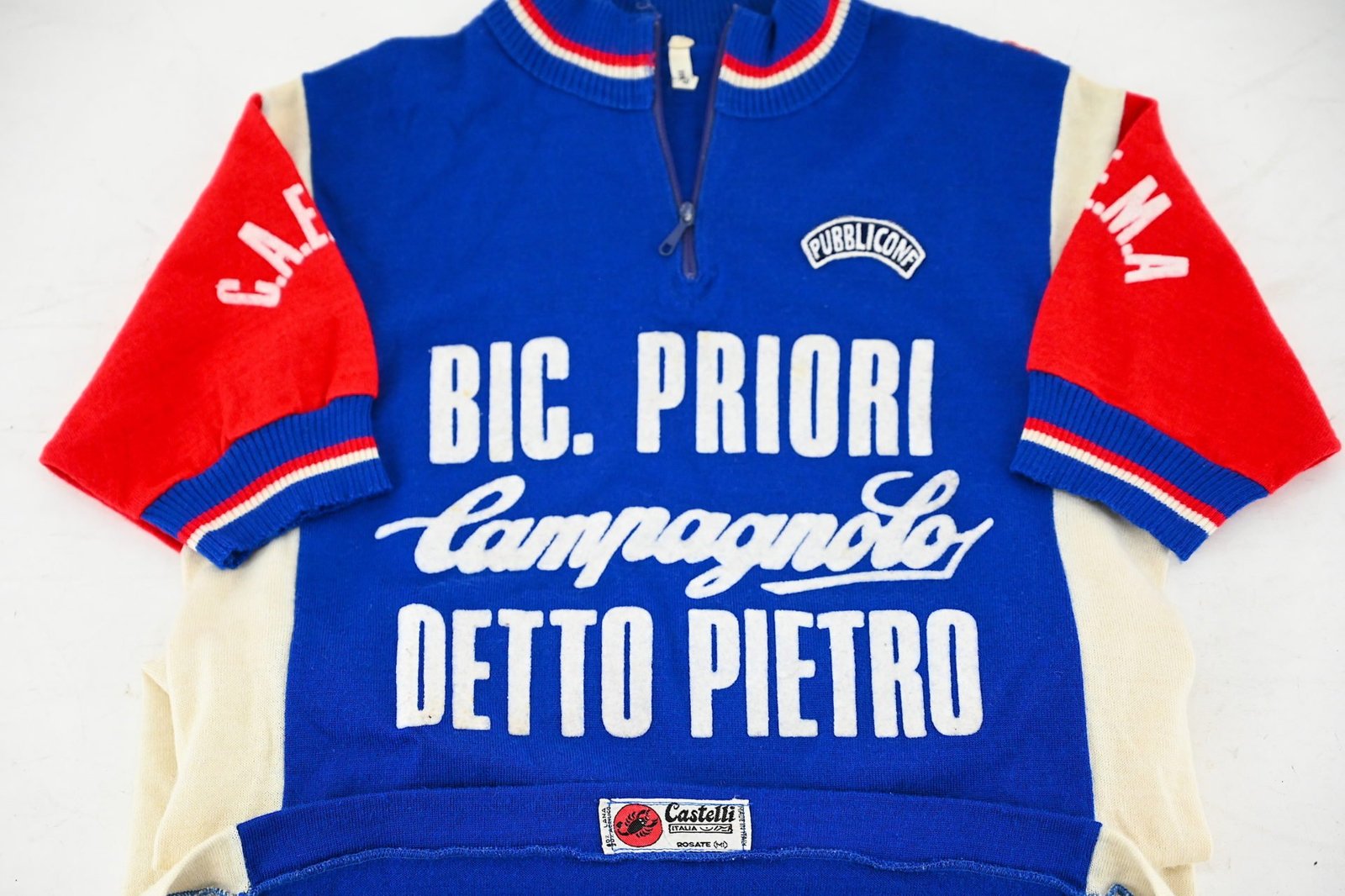 Bic. Priori Campagnolo Detto Pietro Classic Wool Cycling Jersey by Castelli Size 5 - Image 5