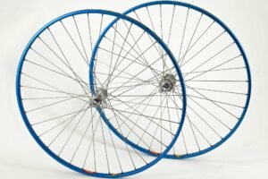 Campagnolo Record / Super Champion Arc en Ciel 36 Hole Wheelset Blue Anodized 28" Tubular