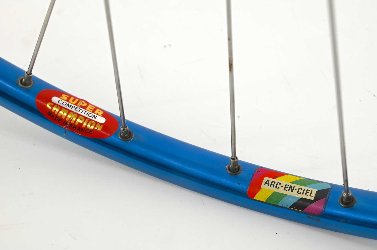 Campagnolo Record / Super Champion Arc en Ciel 36 Hole Wheelset Blue Anodized 28" Tubular - Image 9