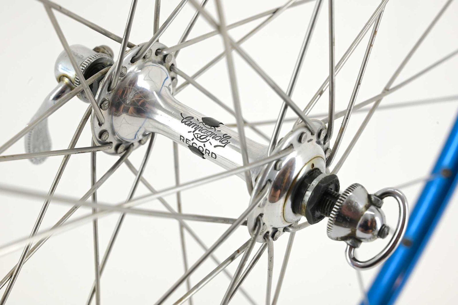 Campagnolo Record / Super Champion Arc en Ciel 36 Hole Wheelset Blue Anodized 28" Tubular - Image 7