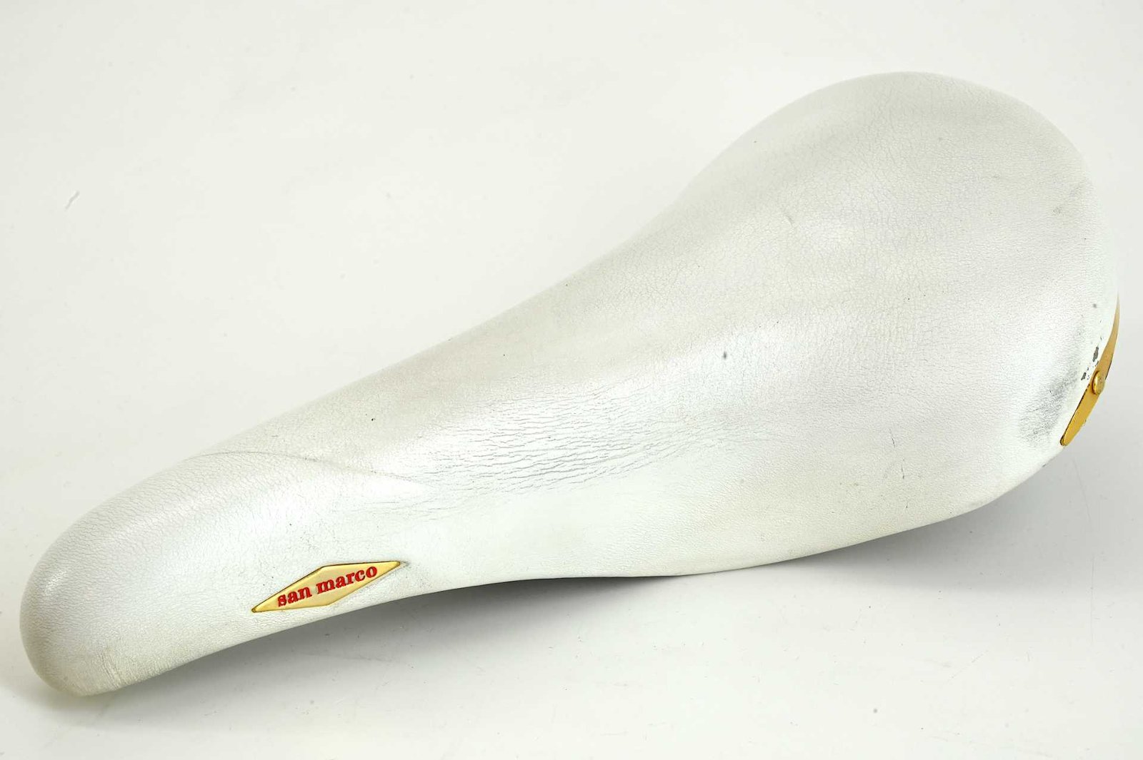 Selle San Marco Rolls Leather Saddle White Gold 1991 - Image 4