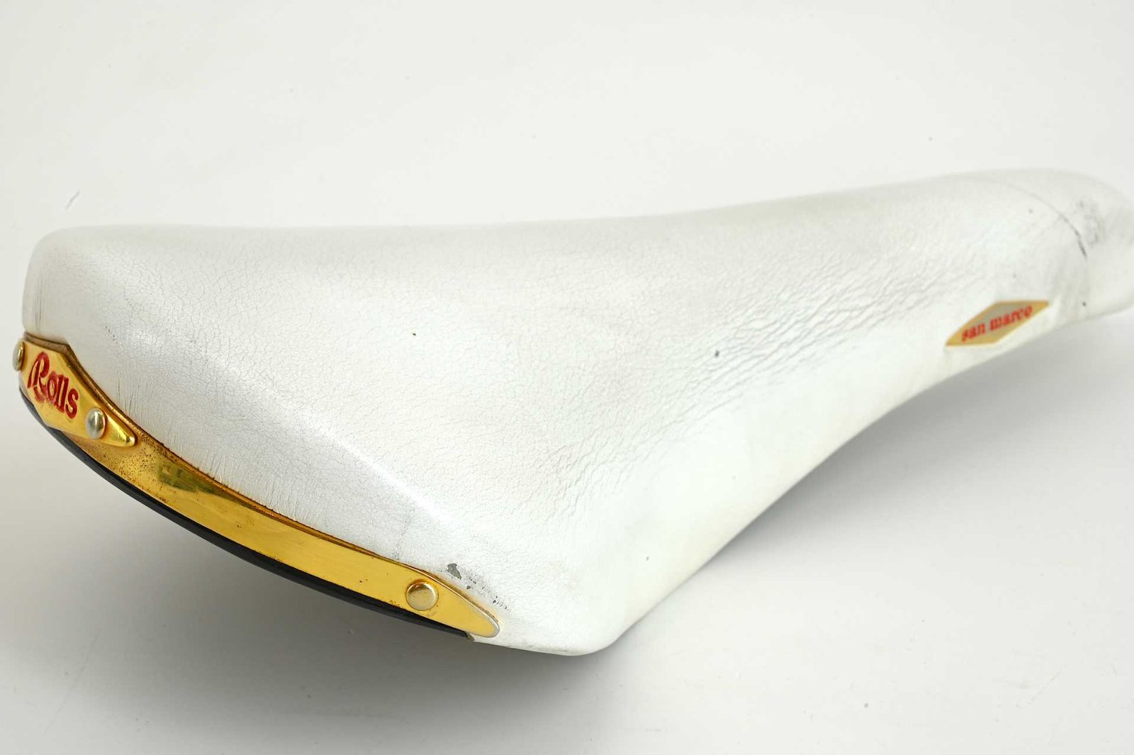 Selle San Marco Rolls Leather Saddle White Gold 1991 - Image 5